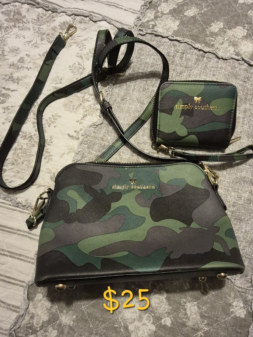 Simply Southern Green and Black Camo Crossbody with Coin Wallet